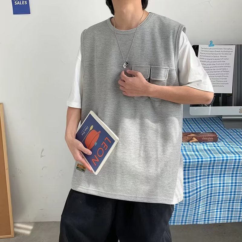 Set Đồ Thể Thao Áo Ba Lỗ Phối Quần Short Dáng Rộng Thời Trang Mùa Hè Cho Nam