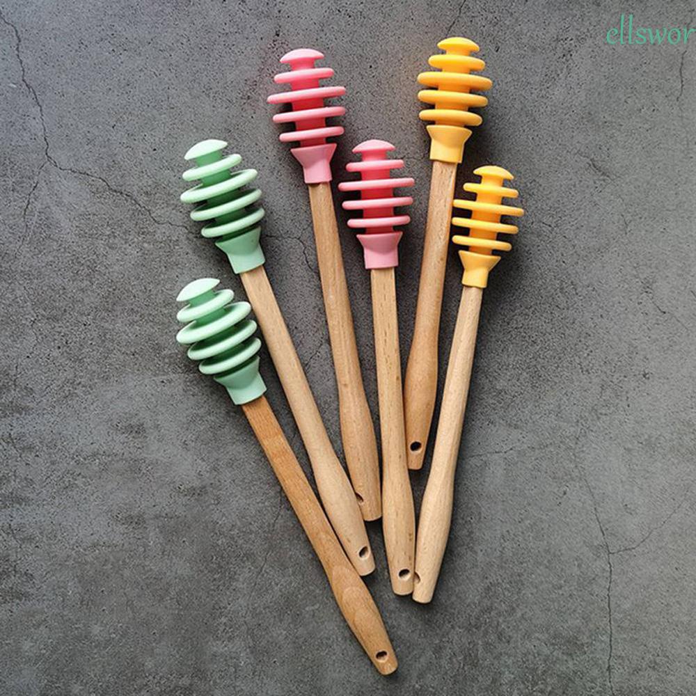 Que Khuấy Mật Ong Bằng Silicone Tay Cầm Gỗ
