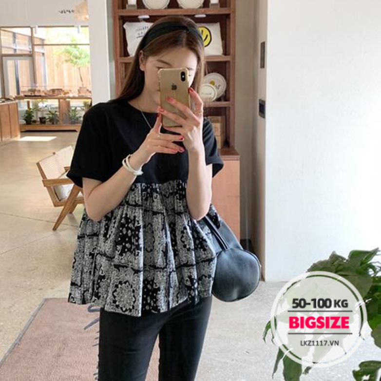 Áo sơ mi nữ tay ngắn Bigsize Áo sơ mi babydoll kiểu form rộng cổ tròn mùa hè Phong cách Hàn Quốc Thời Trang đẹp
