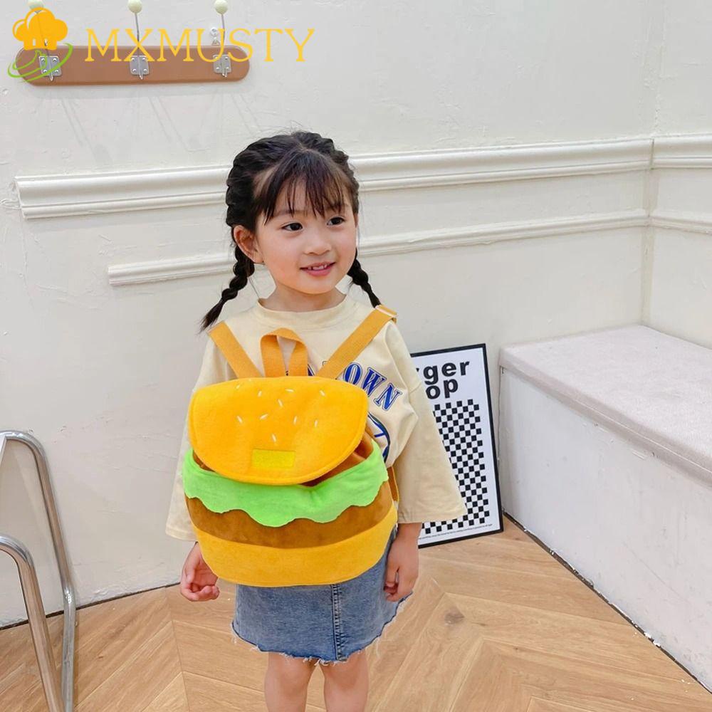 Ba Lô Đi Học / Đi Chơi Hình Hamburger Bằng Vải Bông Sức Chứa Lớn Cho Bé Gái