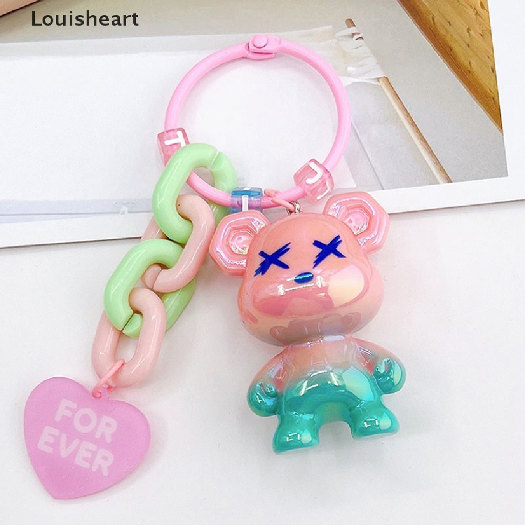 Louisheart Móc Khóa acrylic Hình Gấu Mạ Điện Đính Ngọc Trai Trang Trí Túi Xách Cho Nam Và Nữ TFG