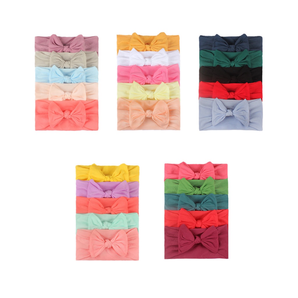 Bộ 5 Băng Đô Nơ Bằng nylon Mềm Mại Thoải Mái Dễ Thương Cho Bé