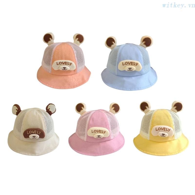 Nón Tai Bèo Chống Nắng Phối Lưới Hình Tai Gấu Dễ Thương Cho Bé Trai Và Gái 8-24 Tháng Tuổi