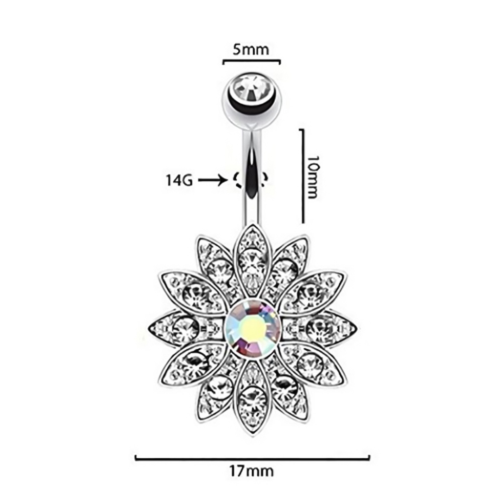 Bộ 7 Khuyên Rốn Tròn Đính Đá Hình Hoa Thời Trang Cho Nữ