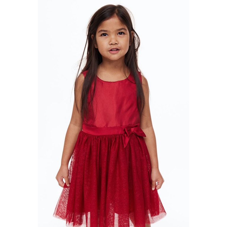 Đầm đỏ nơ eo H&m xuất xịn