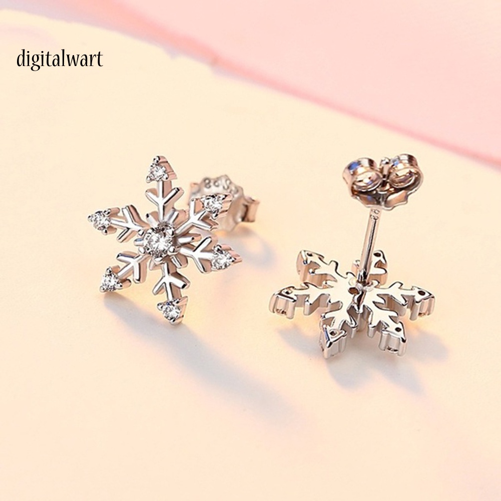 Kỹ Thuật Số| Bông Tai Hình Hoa Tuyết Đính Đá Thanh Lịch Cho Nữ