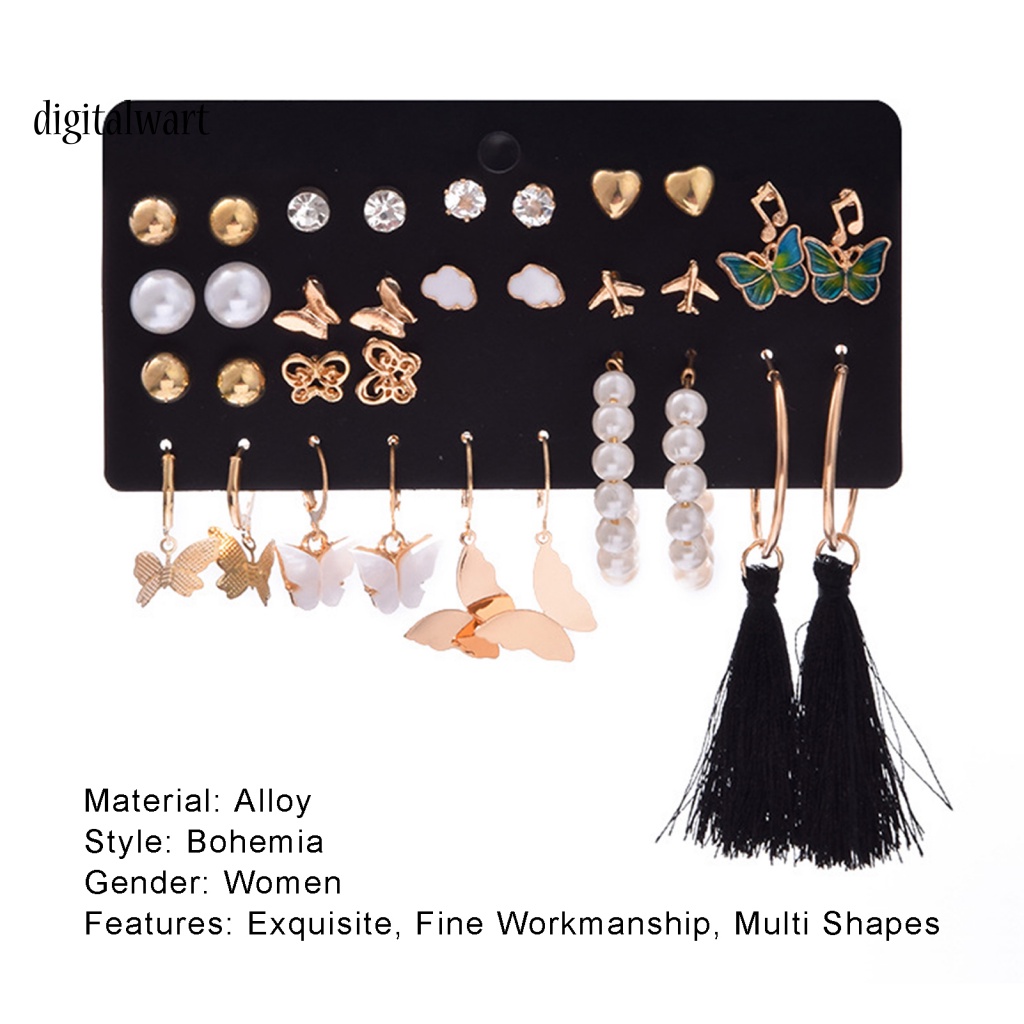 Kỹ Thuật Số| 1 Bộ Khuyên Tai Tua Rua Dài Đính Ngọc Trai Giả Nhiều Hình Dạng Phong Cách Bohemian