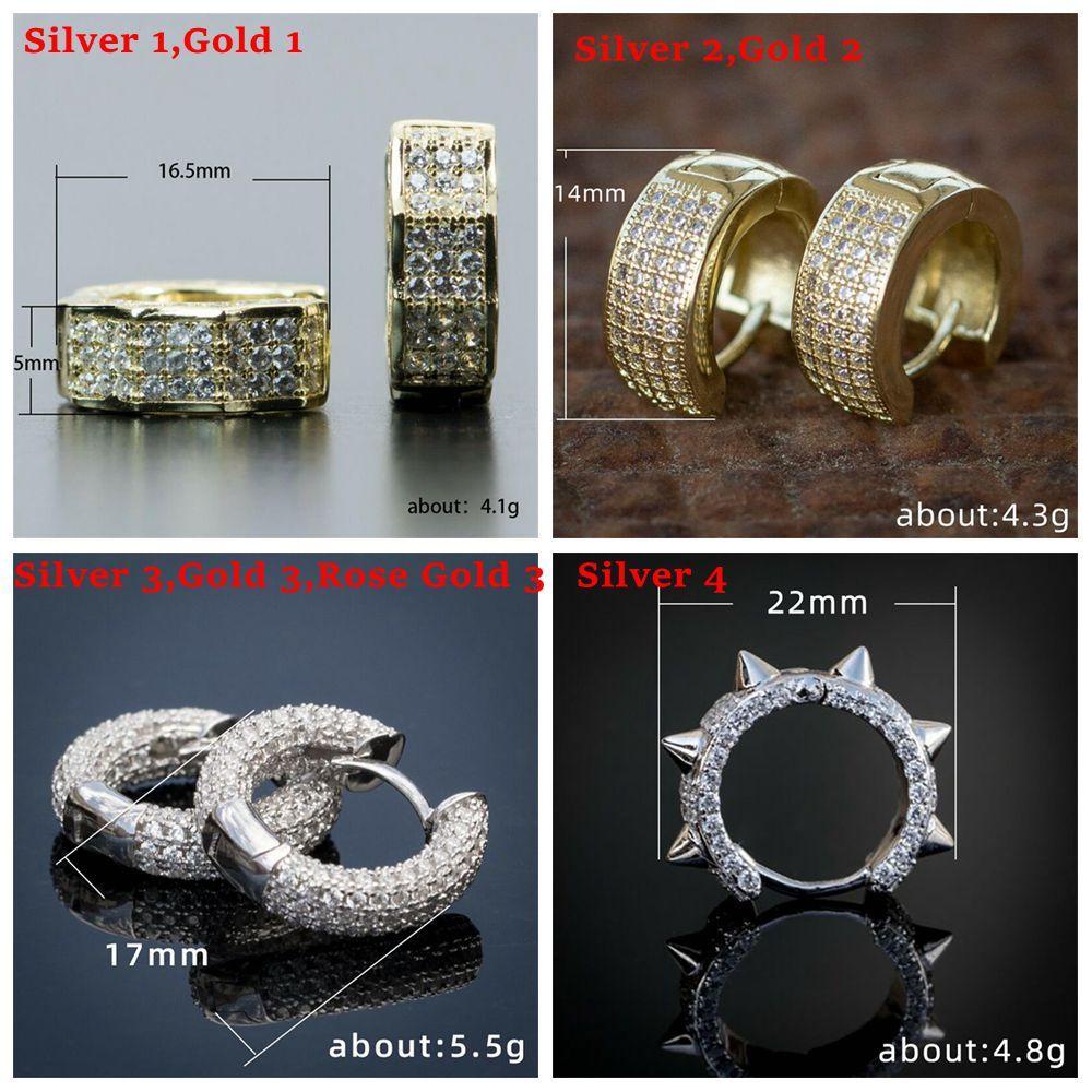 LONNGZHUAN Thời trang mới Tất cả Earrings Hip Hop Vòng Hoop Giày Nail Cubic Zirconia Vàng và Bạc Lady Men