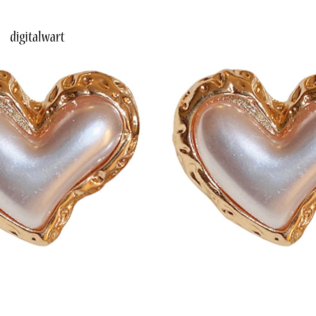 Kỹ Thuật Số| Bông Tai Hình Trái Tim Màu Gradient Đính Ngọc Trai Giả Sang Trọng Thời Trang Cho Nữ