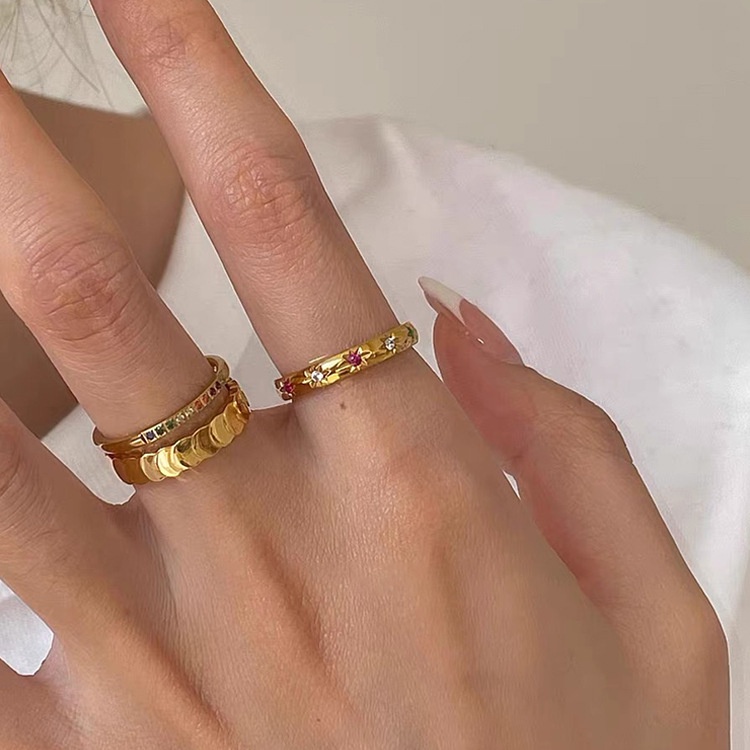 Set Nhẫn Kim Loại Nhiều Màu Sắc Độc Đáo Phong Cách Retro Hàn Quốc Cho Nữ