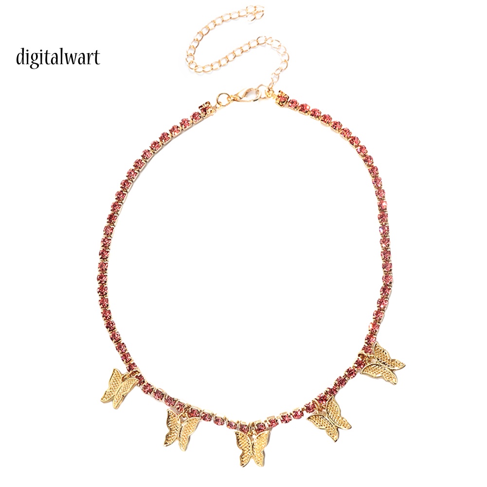 Kỹ Thuật Số| Vòng cổ HợP Kim HìNh BướM ĐíNh Đá Xinh XắN