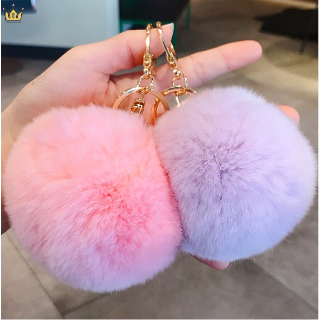 Móc Khóa Búp Lông Xù Phối Cục Bông Xinh Xắn Thời Trang JP5