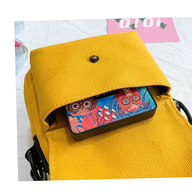 Túi Đeo Chéo Một Bên Vai Bằng Vải Bạt Nhiều Màu Kích Thước Nhỏ Phong Cách Hip Hop Đường Phố Cá Tính Hợp Thời Trang