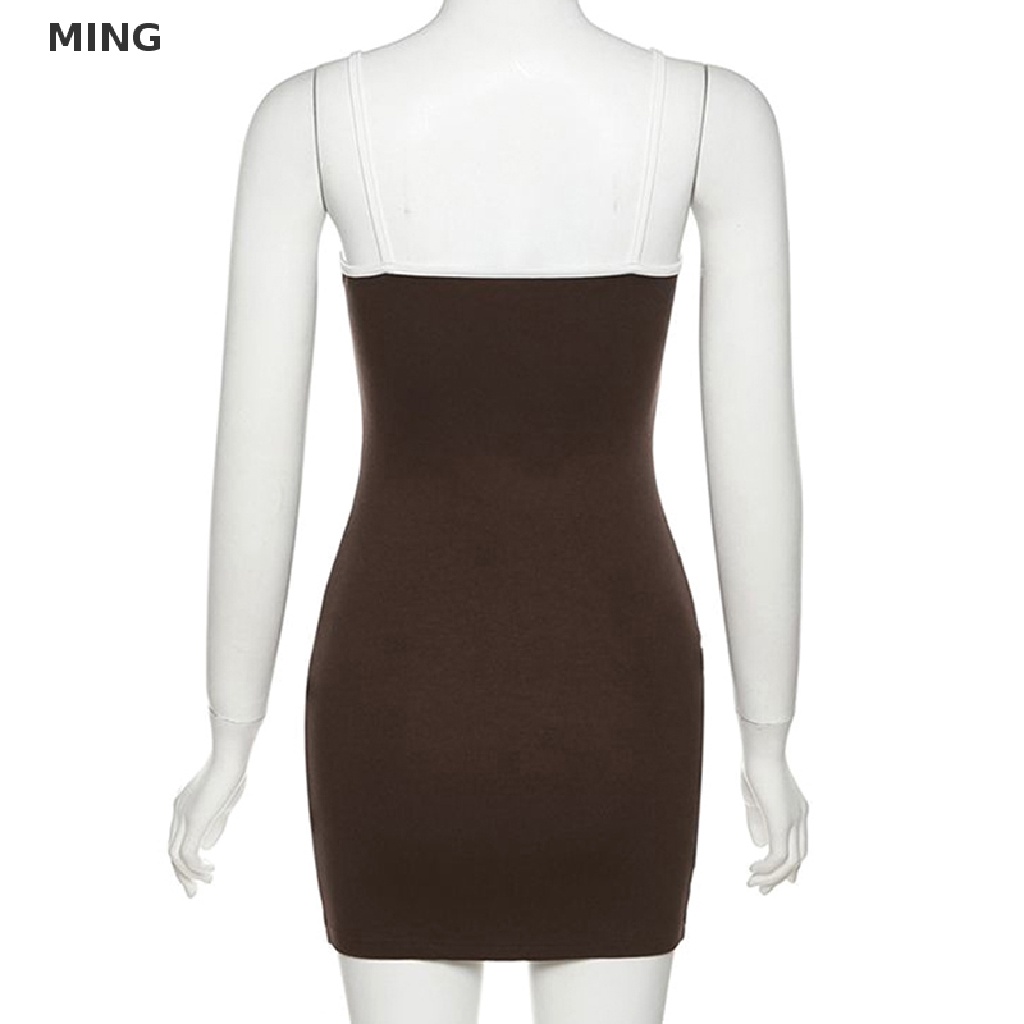 Đầm Ôm Hai Dây Cổ Tròn In Chữ Thời Trang Mùa Hè Dành Cho Nữ