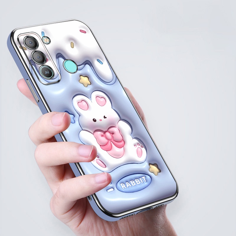 Ốp Điện Thoại Mạ Điện Hình Vuông Họa Tiết Hoạt Hình 3D Cho Tecno Pop 5 Lte BD4 BD4i BD4a