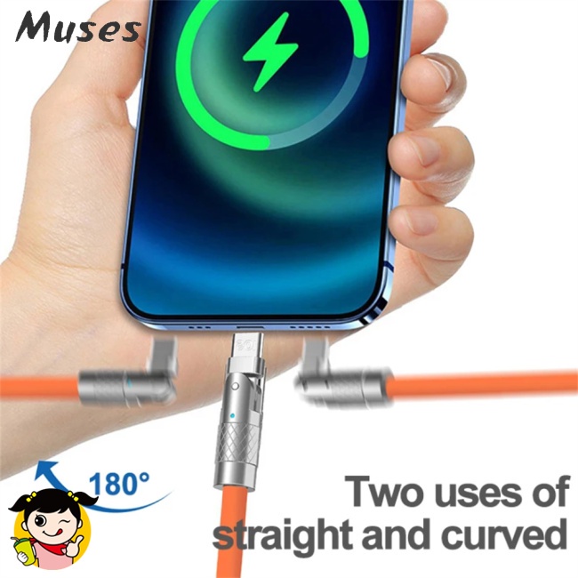 Dây Cáp Sạc Nhanh 120w 6A Type C 180 Có Đèn Led Chuyên Dụng Cho Điện Thoại