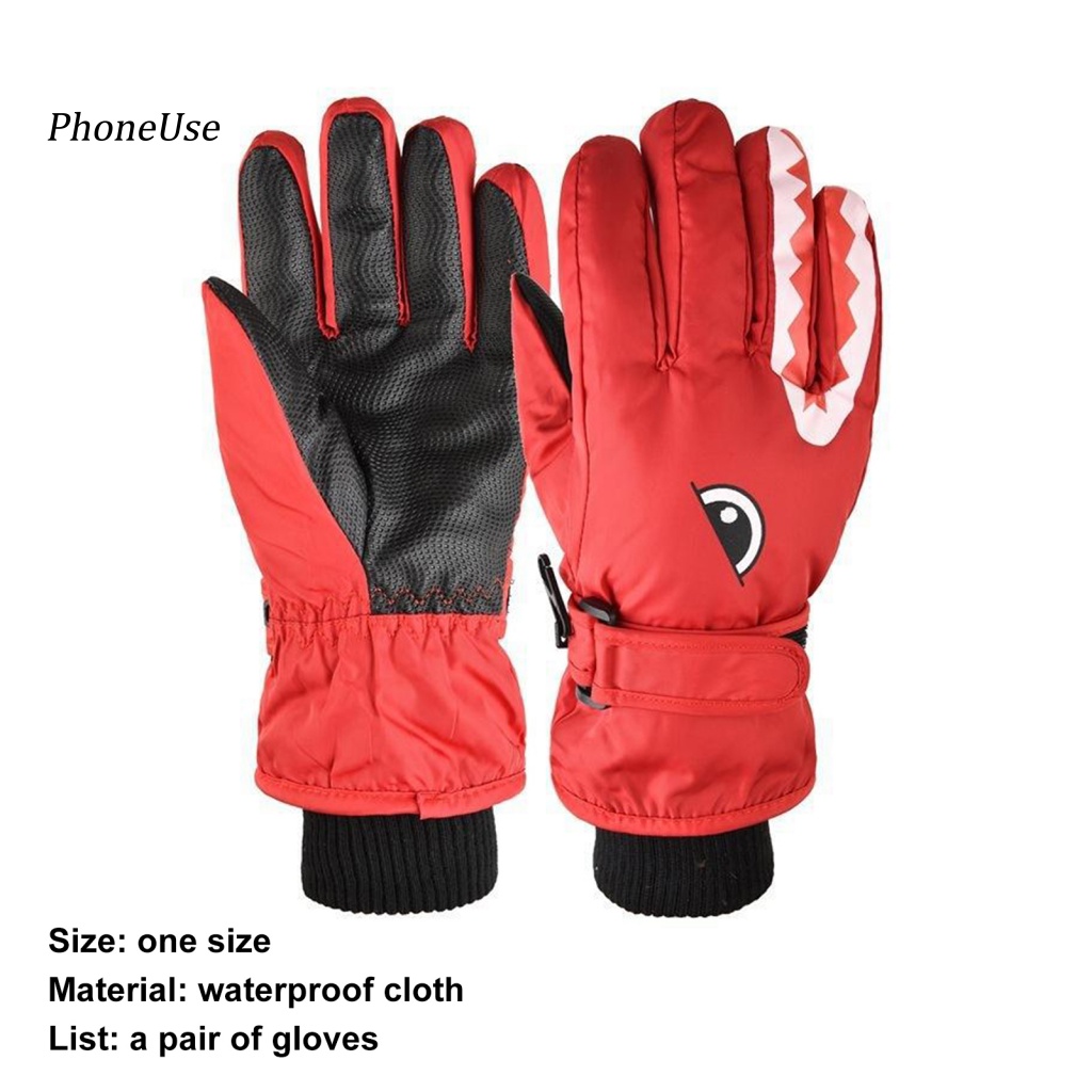 1 Đôi Găng Tay Trượt Tuyết Da PU Dày Chống Mài Mòn Họa Tiết Cá Mập Unisex