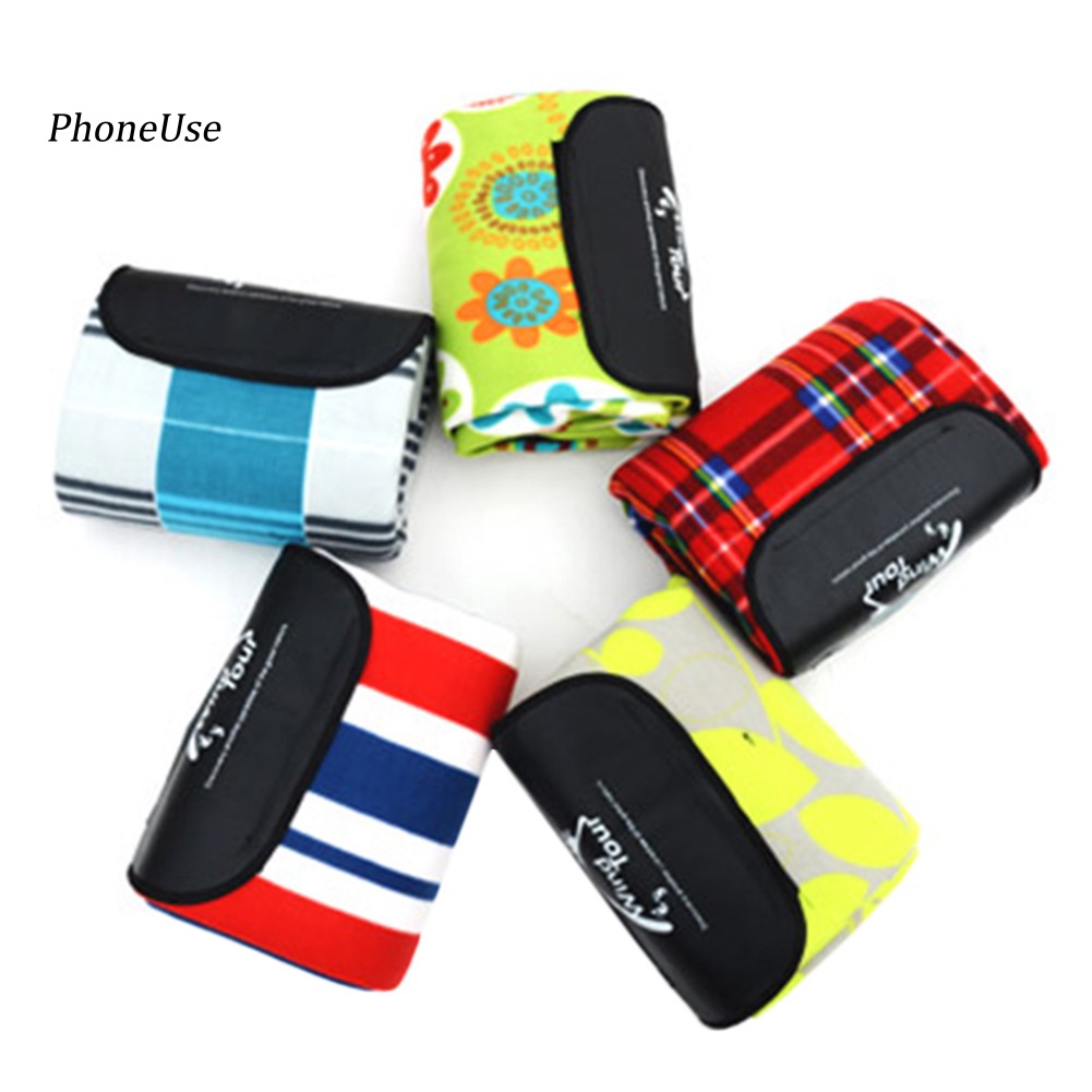 Thảm Lót Lều Cắm Trại / Biển / Picnic Bằng Da PU Chống Thấm Nước Họa Tiết Kẻ