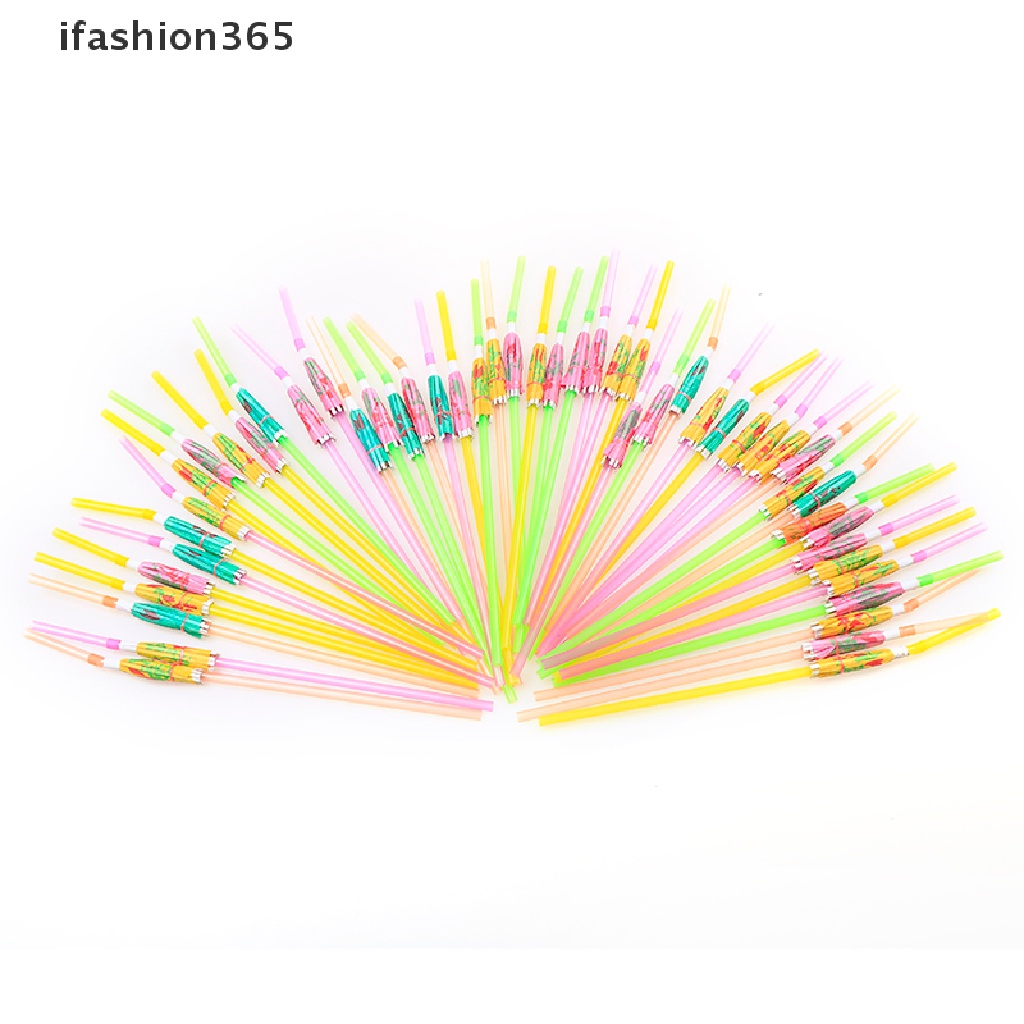 Set 50 Ống Hút Nhựa Hình Trái Cây Gắn Dù Cho Các Bữa Tiệc Bãi Biển Tiện Dụng ifashion365