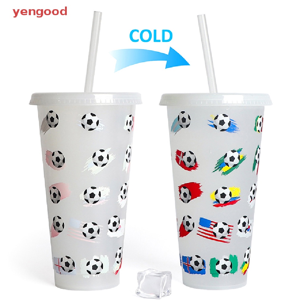 Cốc Uống Cà Phê 710ml Kèm Ống Hút Thay Đổi Màu Sắc Sáng Tạo