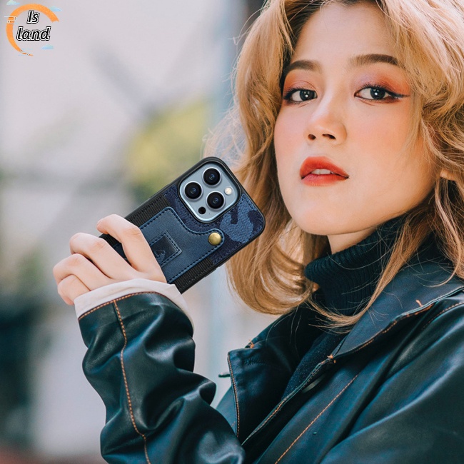 Ốp Điện Thoại Dạng Ví Có Ngăn Đựng Thẻ Và Dây Đeo Cổ Tay Cho Iphone13 Pro / Iphone14