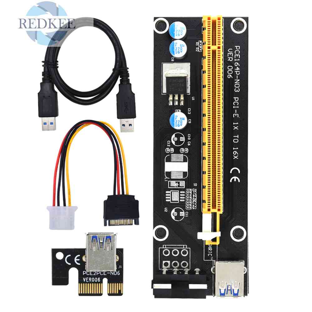 Mạch Giao Tiếp PCIe VER006 PCI Express 1x Sang 16x Adapter 15-Pin Sang 4 Pin Cho Miner