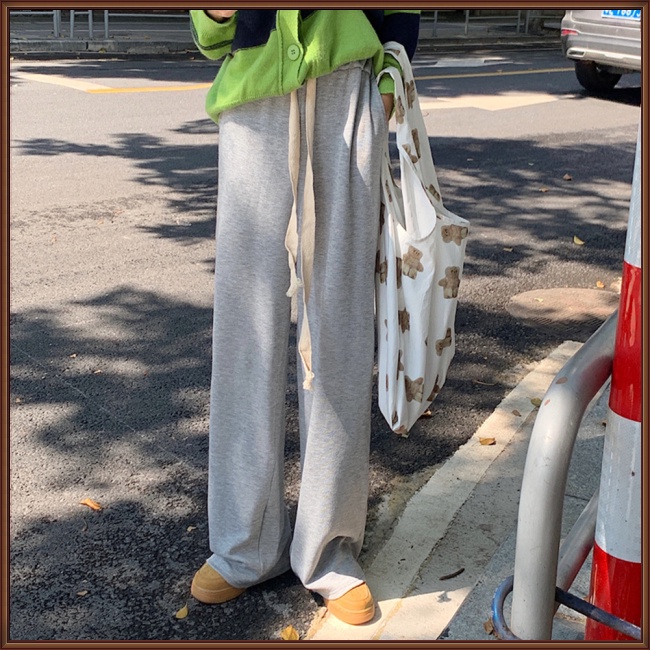 Quần ống rộng Lưng Cao Phối Dây Rút Thời Trang Cá Tính Cho Nữ