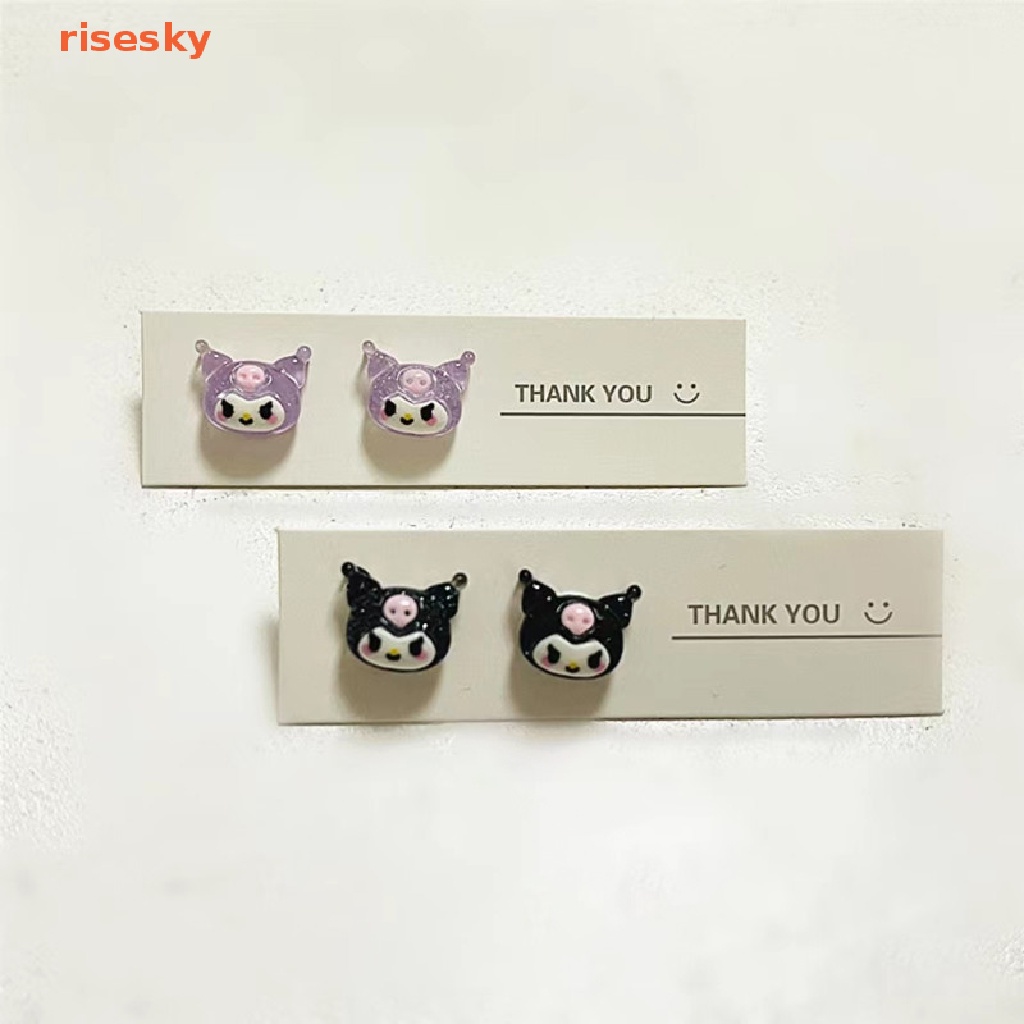 [risesky] Set Bông Tai Sanrio Bằng Nhựa Mềm Phong Cách Harajuku Dễ Thương Cho Nữ