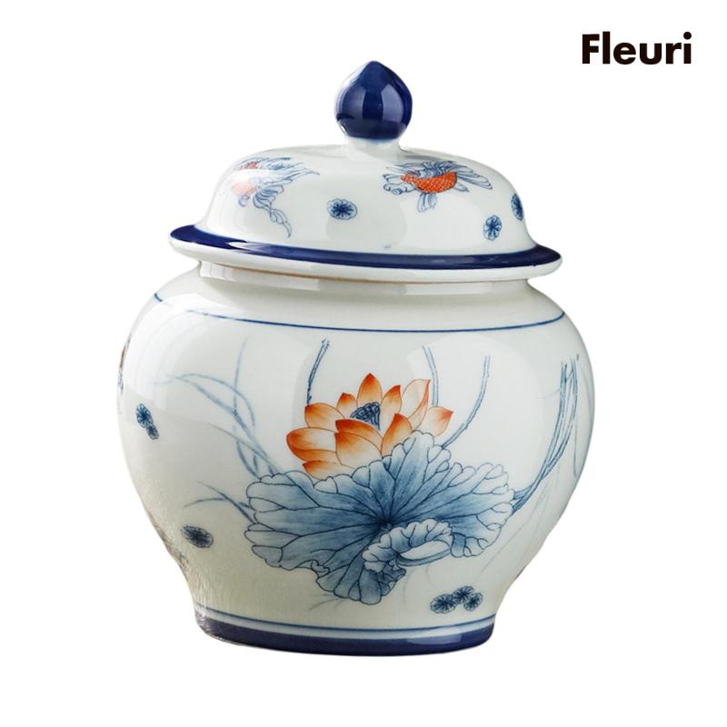 Lọ Gốm Tráng Men 13.3x16cm Có Nắp Đậy Đựng Gừng Tiện Dụng