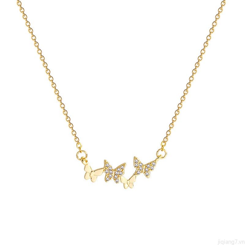 Vòng cổ Mặt Bướm Bằng Thép Không Gỉ Đính Đá Zircon Thời Trang Cho Nữ