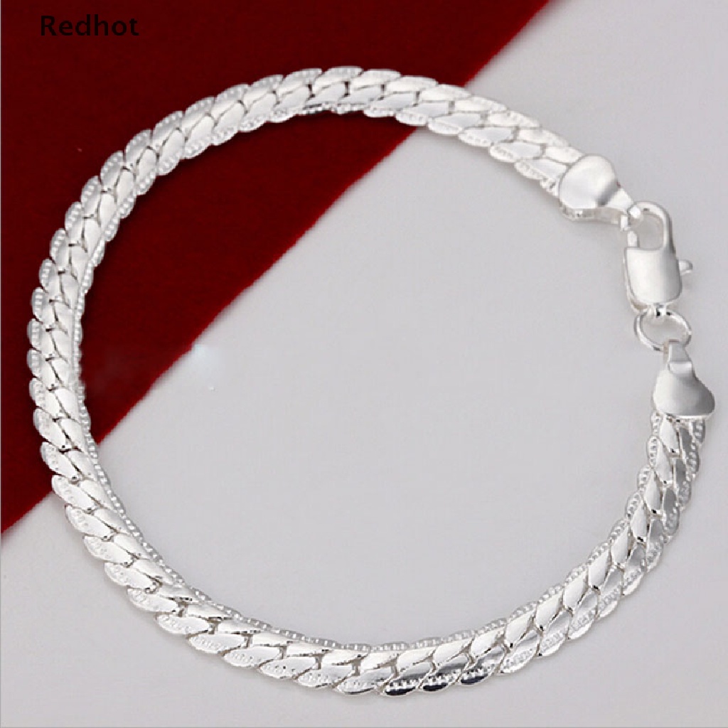 &lt; Redhot &gt; Vòng Tay Trang Sức Kiểu Dây Xích Rắn Mạ Bạc Rộng 5Mm Thời Trang Xu Hướng Hàng Giảm Giá