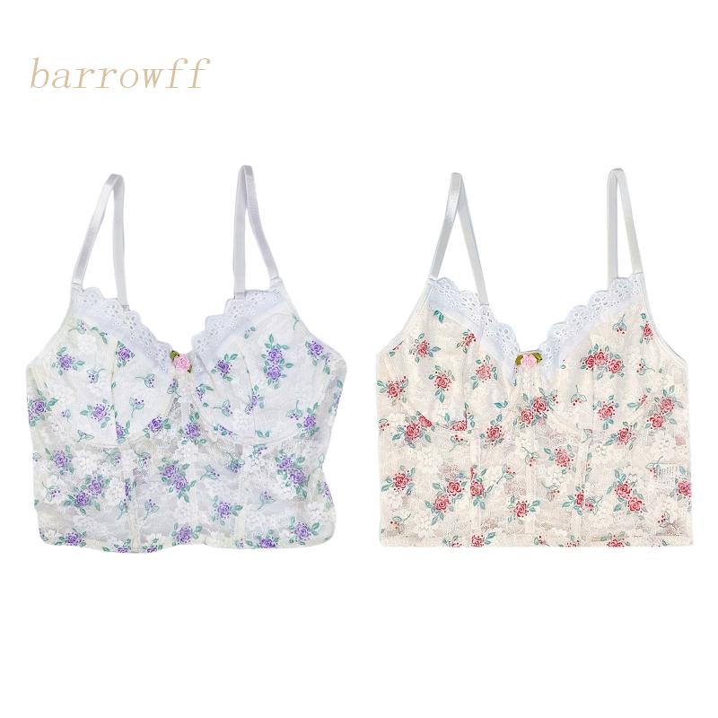 Brroa Áo Lót Ren Hoa Hai Dây Hở Lưng Có Mút Đệm Quyến Rũ Dành Cho Nữ Mùa Hè