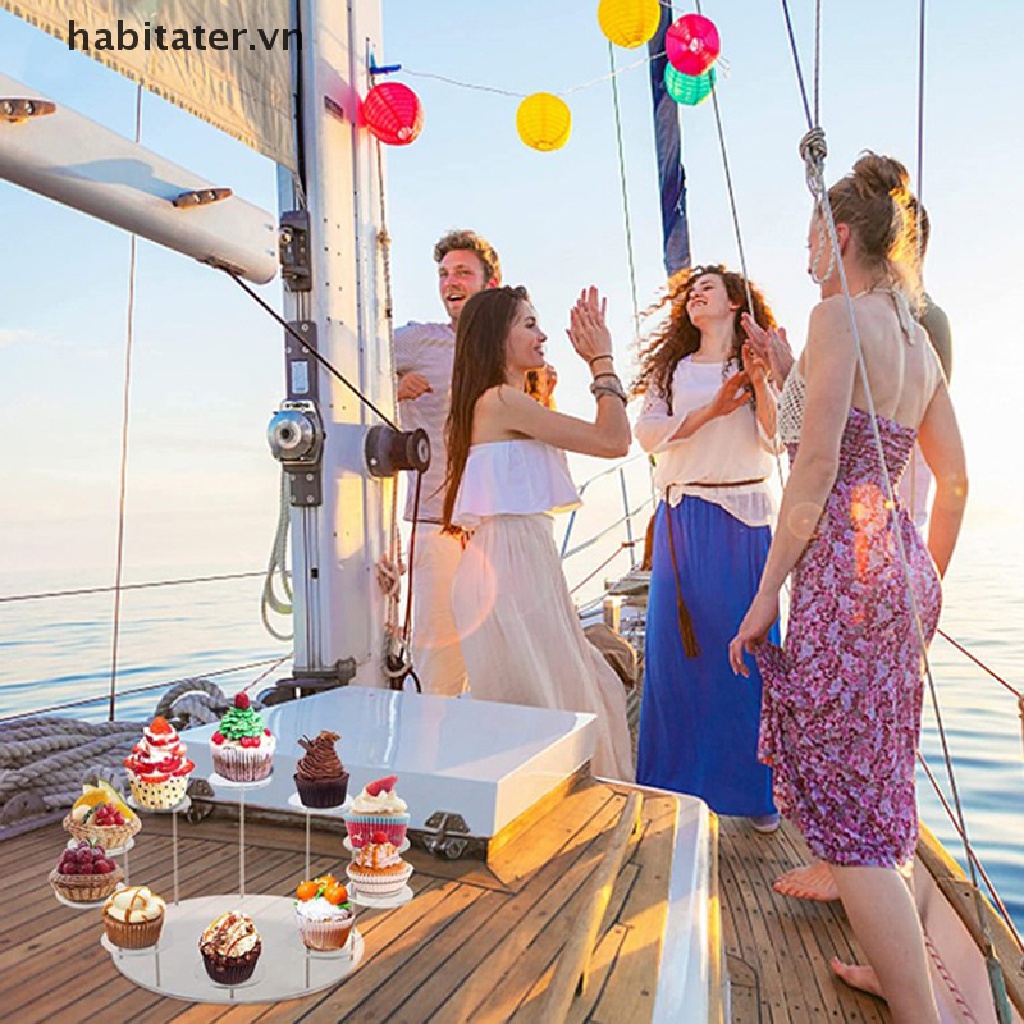 Kệ Trưng Bày Bánh Cupcake Nhiều Tầng Hình Tròn Bằng Acrylic