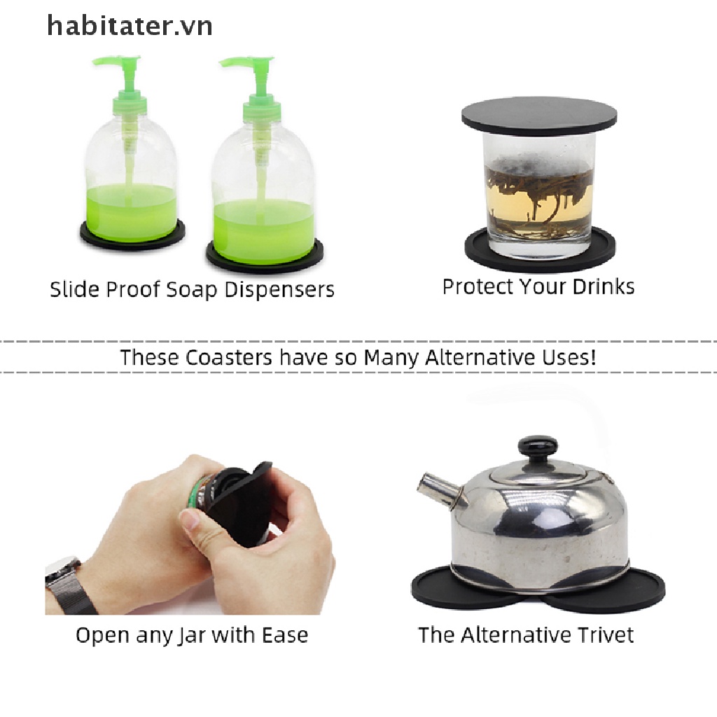 Bộ 6 Đế Lót Ly Hình Tròn Bằng Silicon Chống Trượt Tiện Dụng