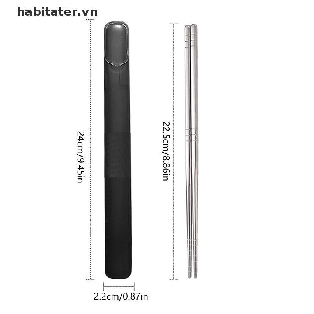 1 Cặp Đũa Ăn Bằng Thép Không Gỉ 304 Chống Trượt Phong Cách Trung Hoa