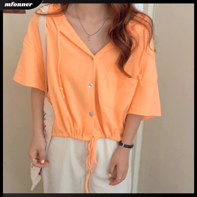 Áo Hoodie Lửng Tay Lỡ Dáng Rộng Màu Sắc Đơn Giản Cho Nữ