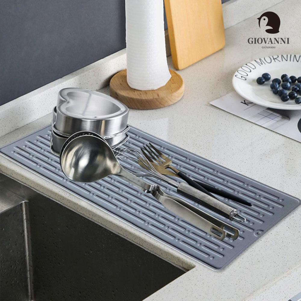 Tấm đệm silicone úp chén đĩa dụng cụ ăn uống ráo nước chịu nhiệt có lỗ thoát nước nhiều màu tùy chọn tiện lợi