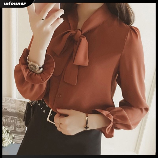 Áo Sơ Mi Chiffon Tay Phồng Dáng Rộng Thời Trang Xuân Hè Cho Nữ