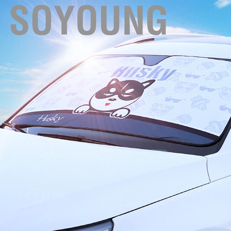 Soyoung Car Windshield Sun Shade Cartoon Cute Front Window Sunshades Heat Insulation Visor Cover Small Size