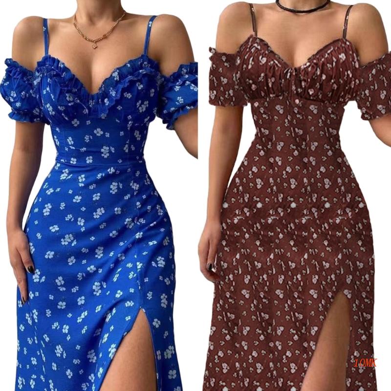 Đầm Hai Dây Cổ Chữ V In Họa Tiết Thời Trang Mùa Hè