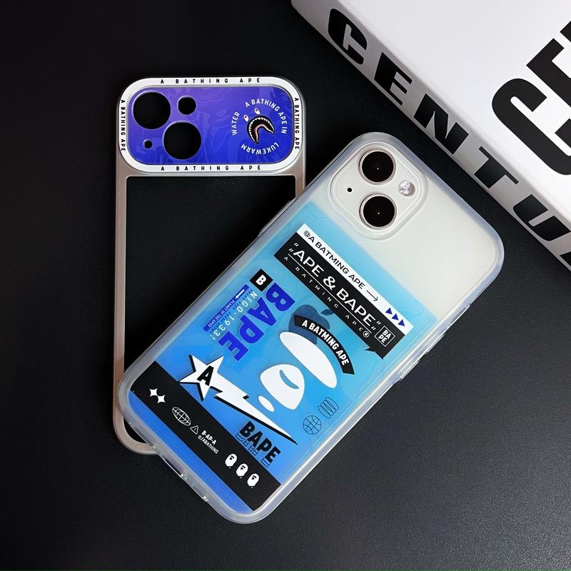 Ốp Điện Thoại Silicon TPU Mềm Mạ Điện Họa Tiết BAPE 2 Trong 1 Bảo Vệ Toàn Diện Cho iphone 14 13 12 11 Pro Max