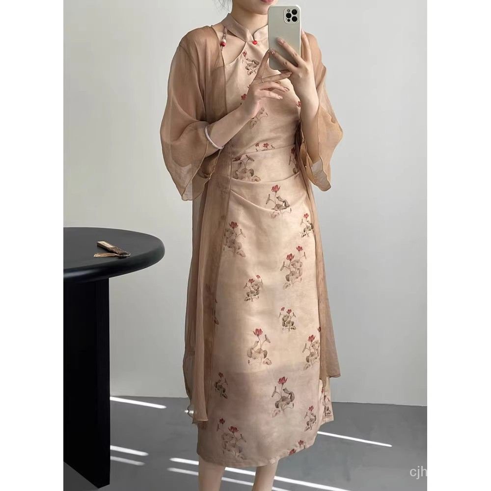 Đầm Sườn Xám Cách Tân Dáng Dài Phong Cách Trung Hoa Thời Trang Mùa Hè Hàng Mới Dành Cho Bạn Nữ