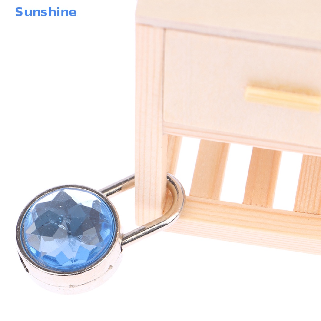 1 Bộ Ổ Khóa Tròn Mini Đính Kim Cương Kèm Chìa Khóa Cho Hành Lý / Trang Sức / Vali / Hộp Quà