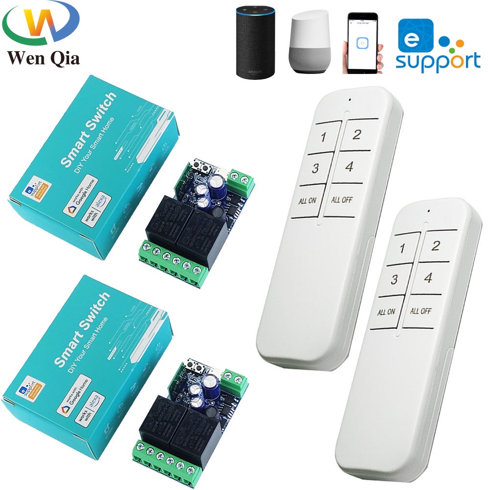 WENQIA Công Tắc Điều Khiển Đèn Ewelink WiFi RF DC 7V 12V 24V 48V 2CH Cho Garage