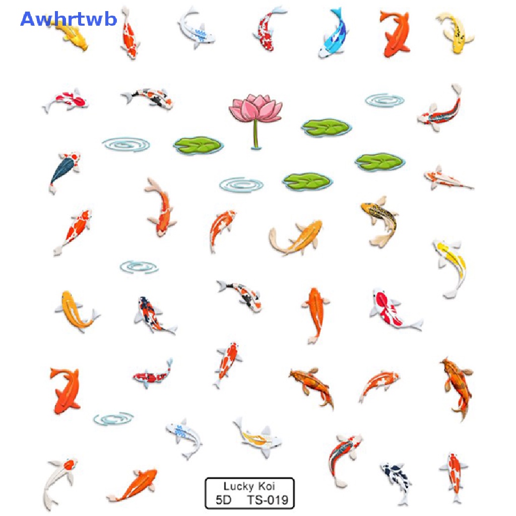 Miếng Dán Trang Trí Móng Tay Mềm Mại Họa Tiết Cá Sen 5D Nhiều Màu DIY