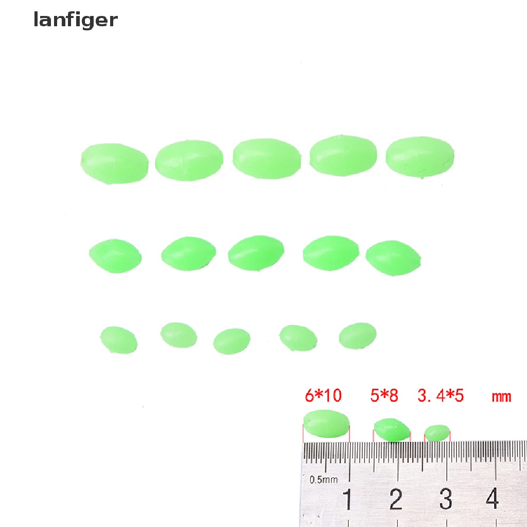 Set 100 Hạt Phát Sáng Hình Oval Mềm Mại Kích Thước 5mm / 8mm / 10mm Dùng Trong Câu Cá