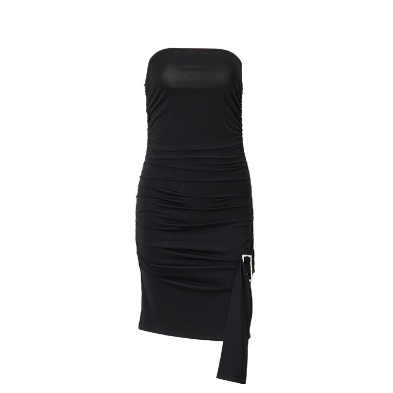 Đầm Mini Không Tay Hở Vai Màu Trơn Thời Trang 2023 Cho Nữ