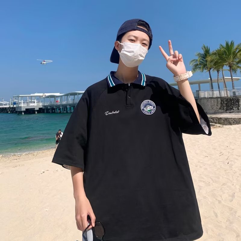 Áo Thun Polo Tay Ngắn Dáng Rộng Vải Cotton Thời Trang Cao Cấp Cho Nam