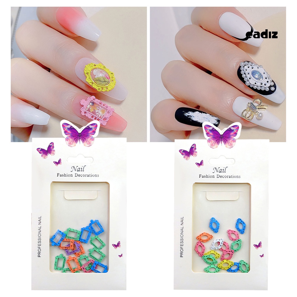 1 Hộp Phụ Kiện Trang Trí Móng Nghệ Thuật Hình Hoa Ba Chiều Viền Rỗng Bằng Hợp Kim Phong Cách Vintage