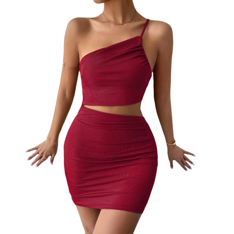 Đầm Ngắn Sát Nách Hở Lưng Màu Trơn Dáng Ôm Gợi Cảm Cho Nữ